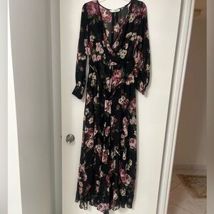 Floral Sheer Blouse with Pink and Green Accents